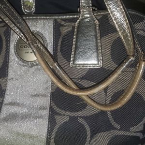 Coach, Vintage Blue, Gray & Silver Striped